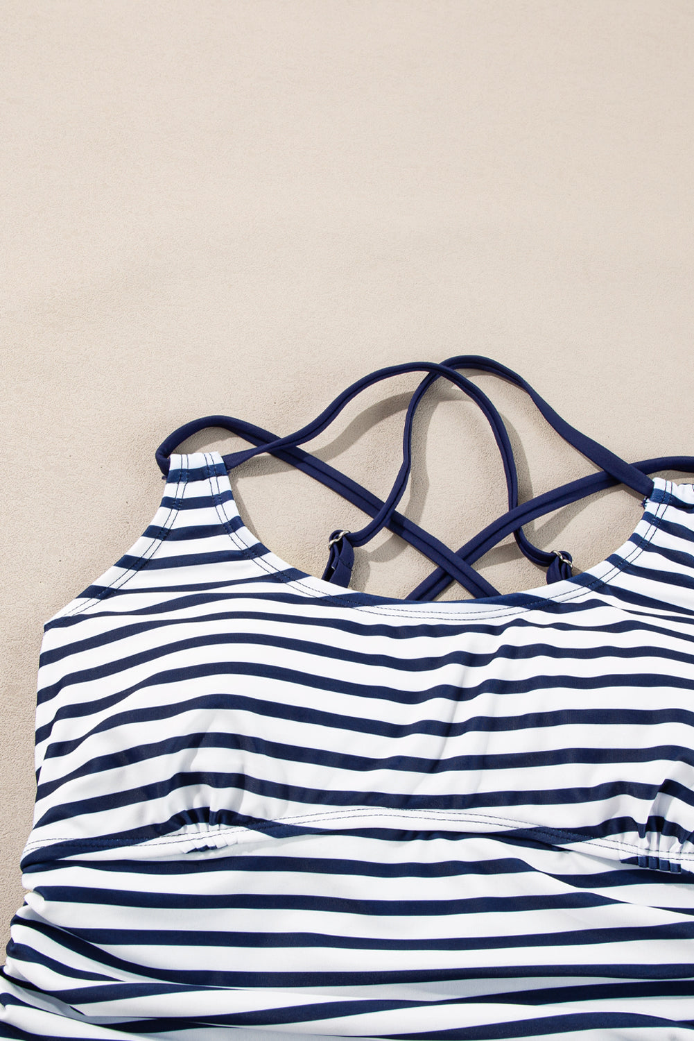 Colorblock Tankini Top & High Waist Bikini Set