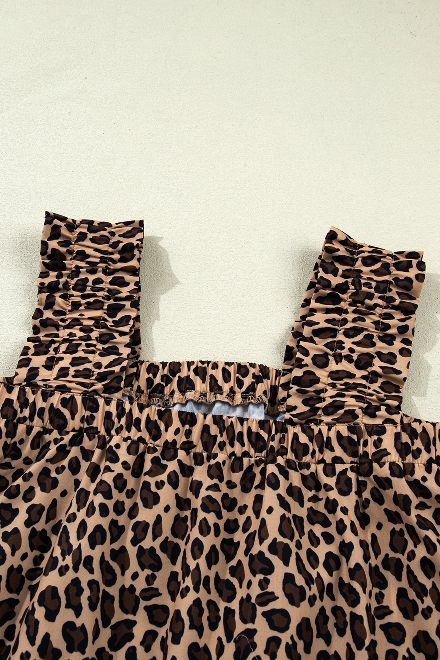 Leopard Frilled Square Neck Tank Top