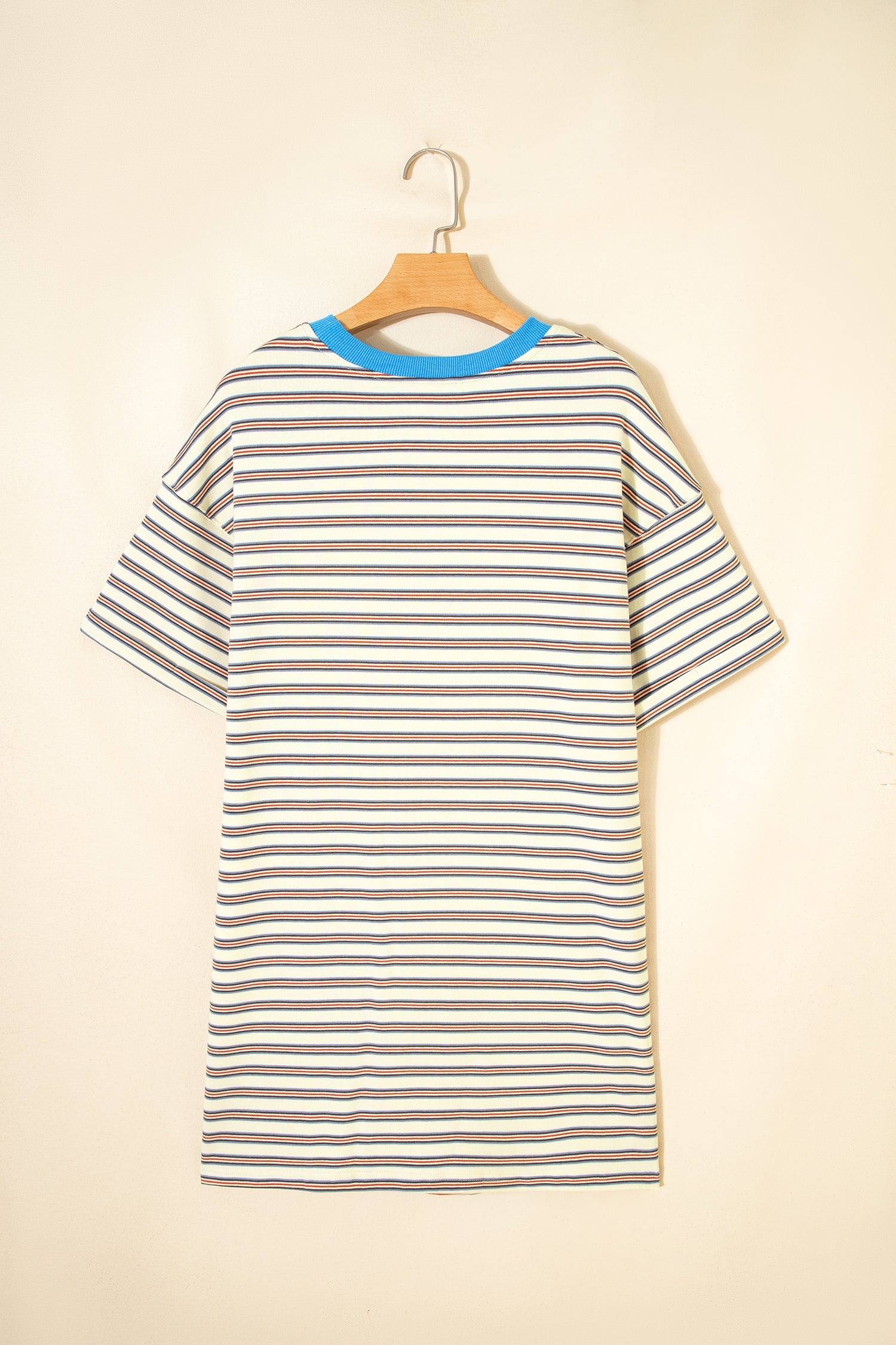 Stripe Cuffed Short Sleeve Mini T-Shirt Dress
