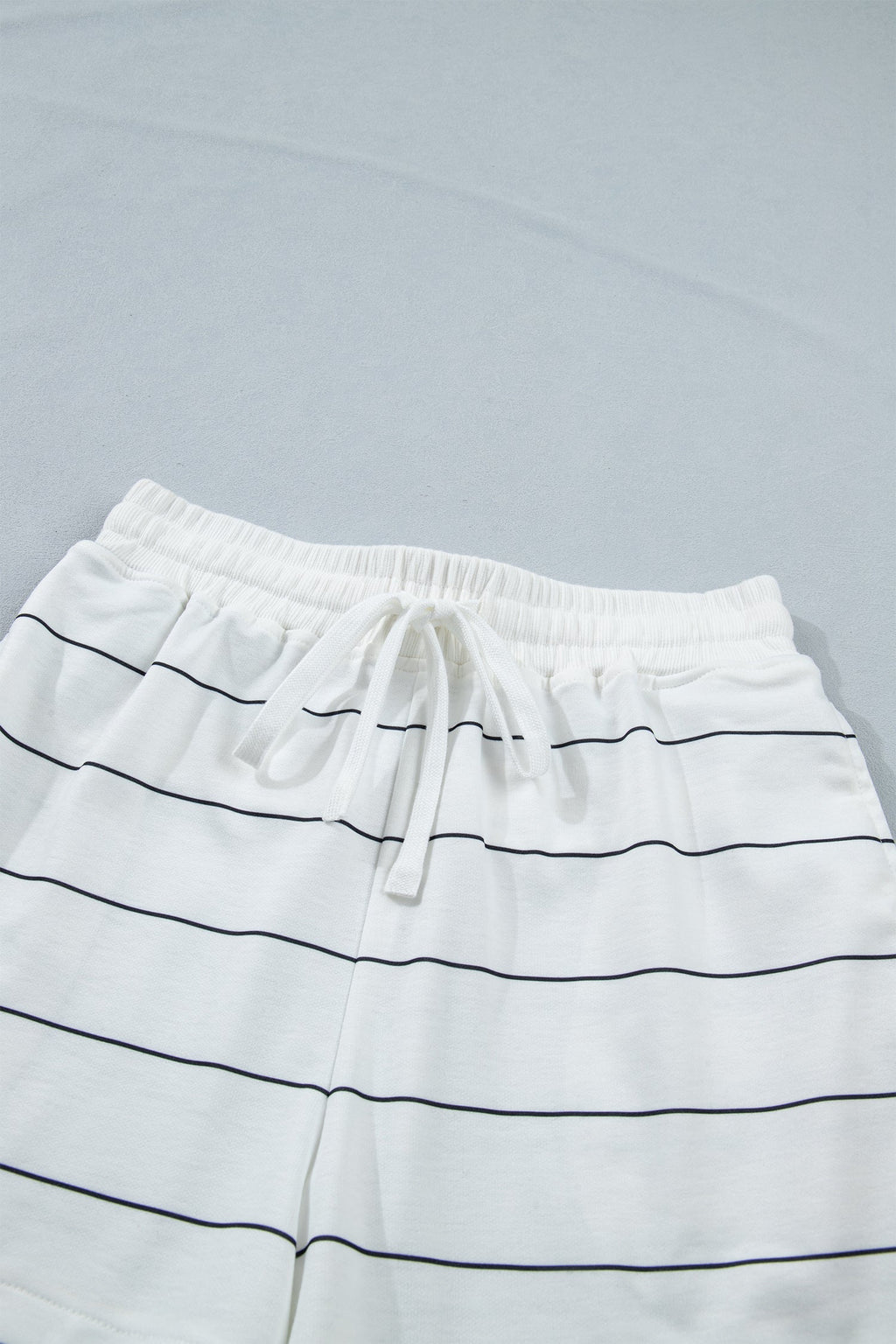 Stripe Short Sleeve Tee & Drawstring Shorts Set