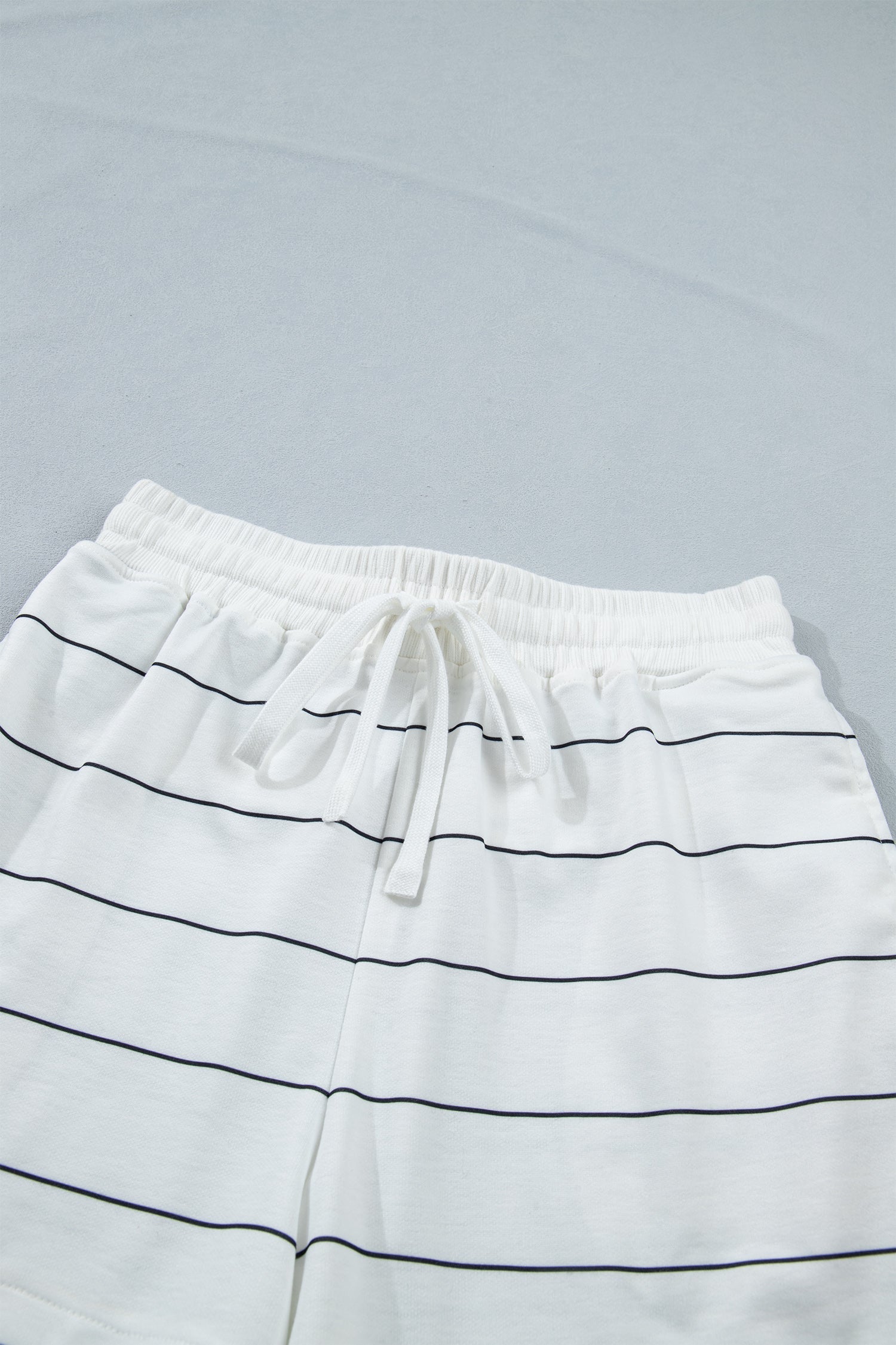 Stripe Short Sleeve Tee & Drawstring Shorts Set