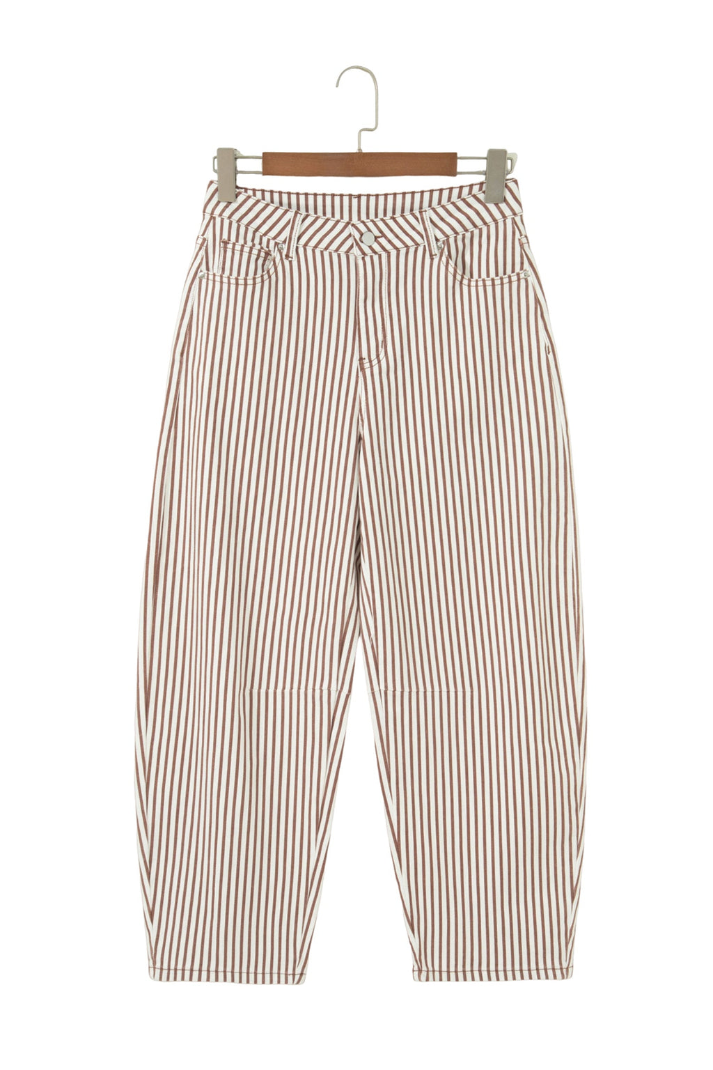 Stripe Denim High Waist Barrel Leg Jeans