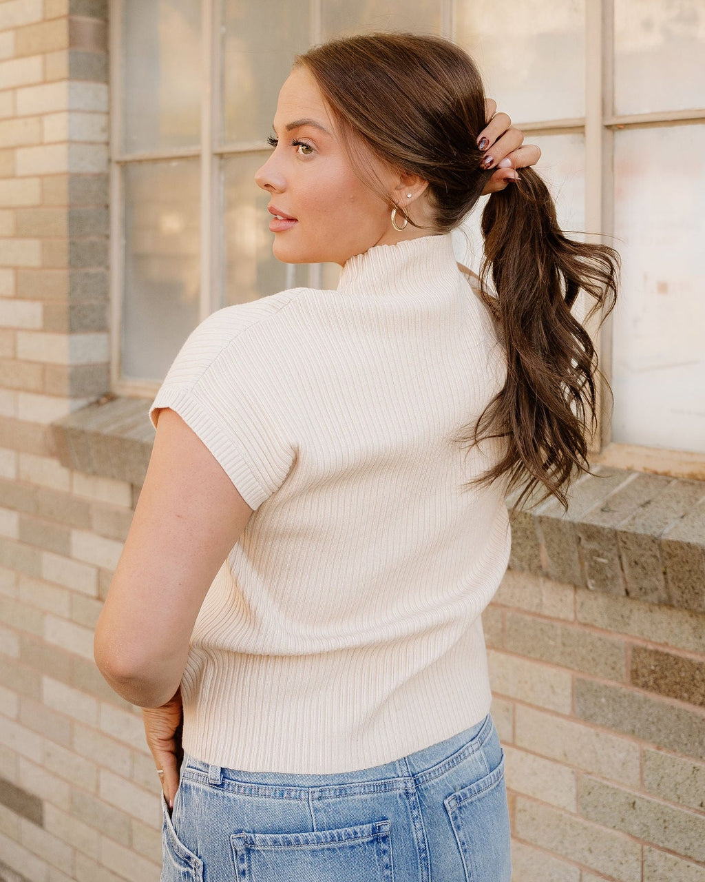 Ayla Short Sleeve Sweater - Oatmeal