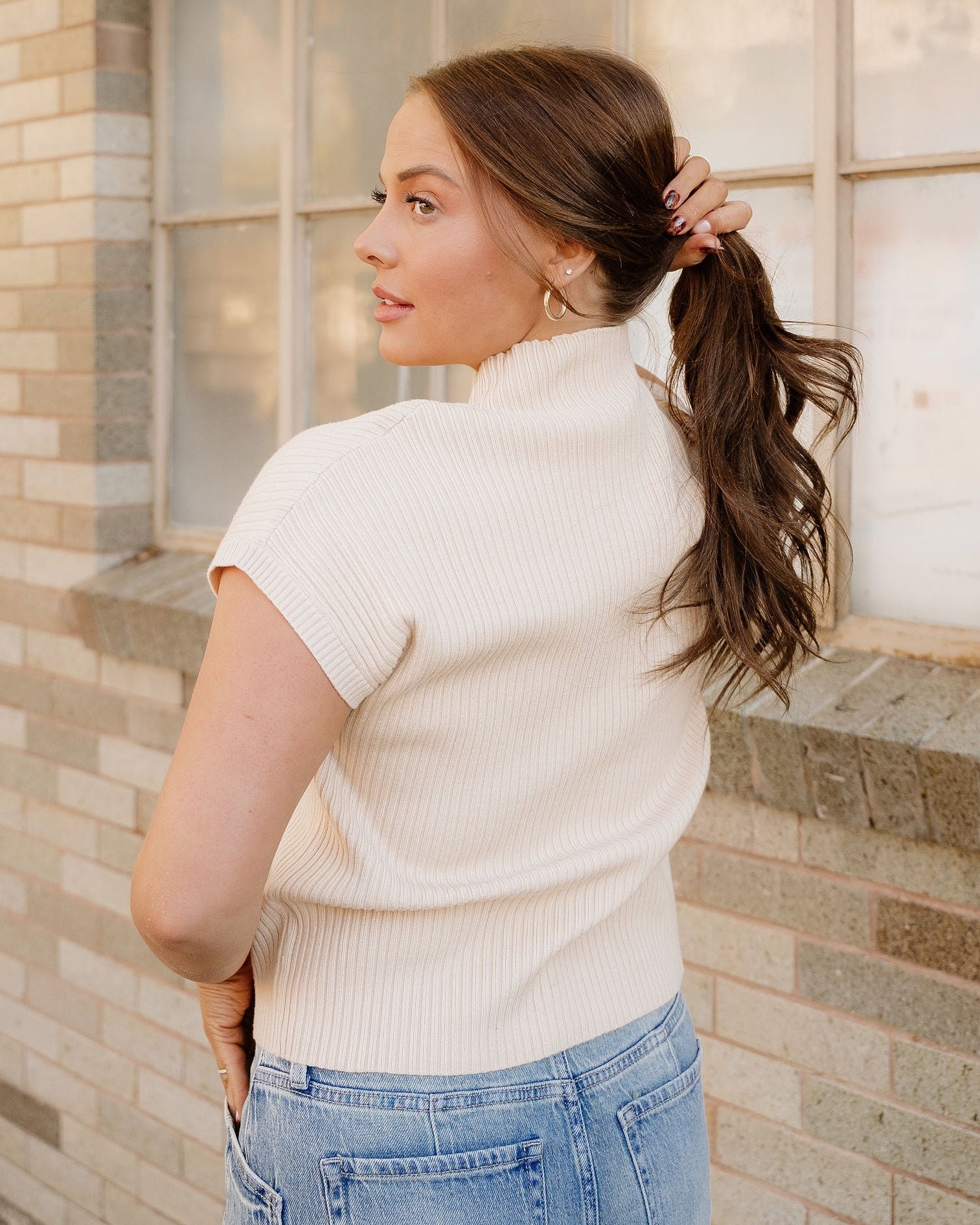 Ayla Short Sleeve Sweater - Oatmeal