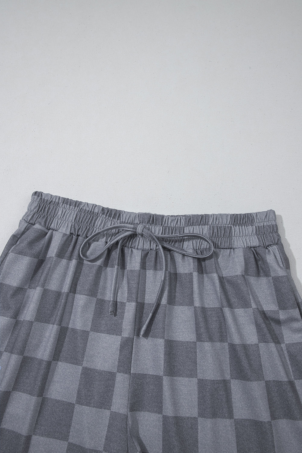 Checker V-Neck Tee & Drawstring Shorts Set