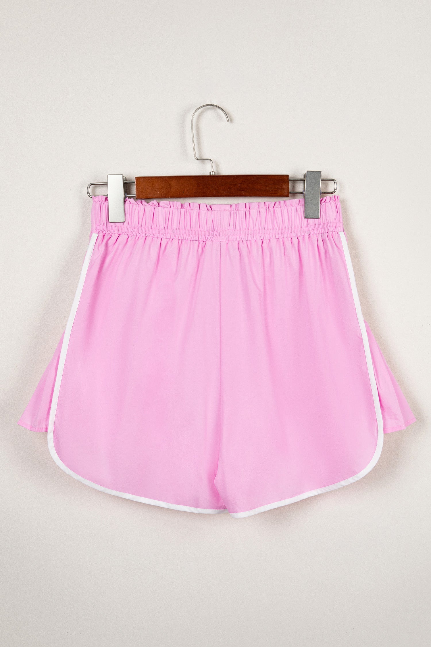 Contrast Trim Pleated High Waist Active Shorts