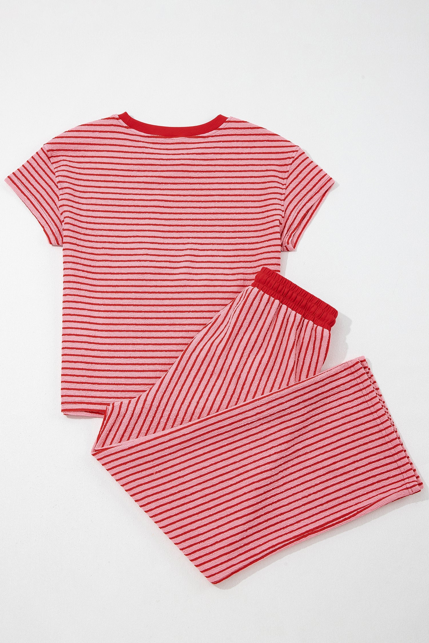 Stripe Crew Neck Tee & Drawstring Pants Set