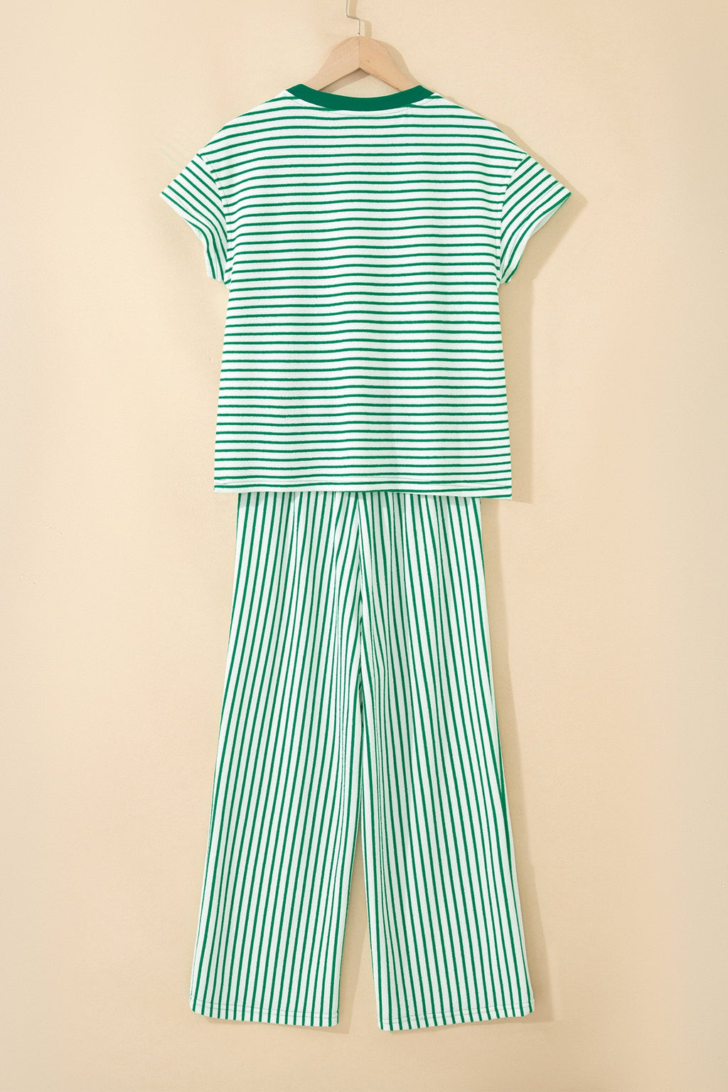 Stripe Crew Neck Tee & Drawstring Pants Set