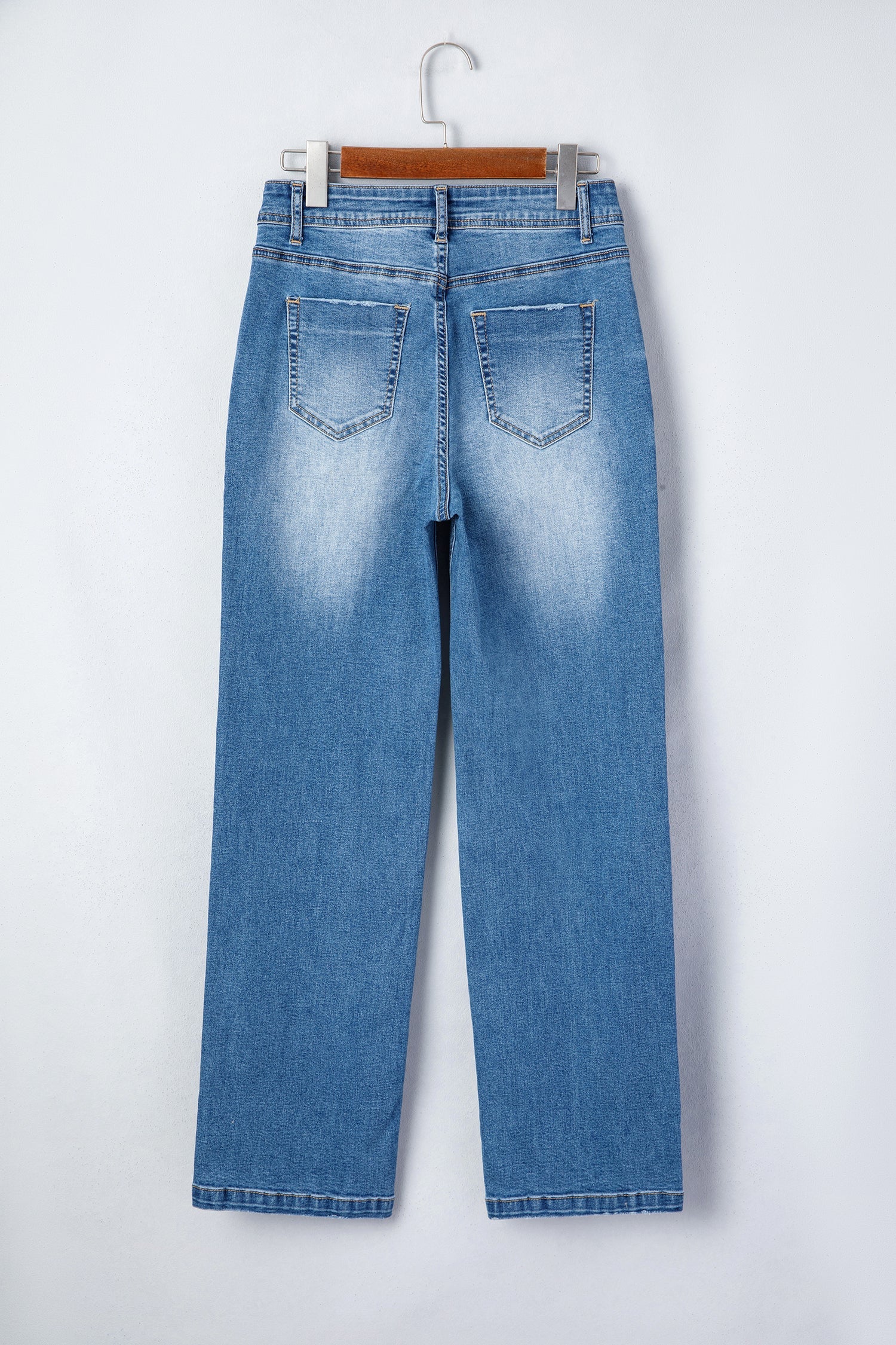 Acid Wash Denim Straight Leg Jeans