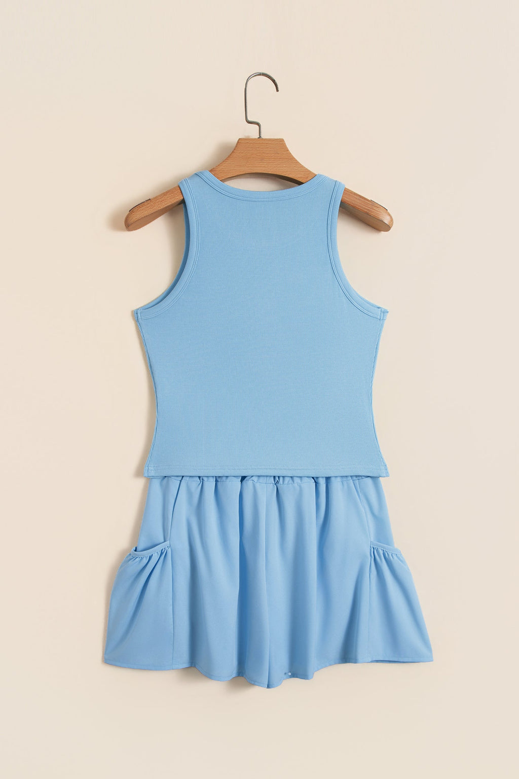 Solid Ribbed Tank & Wide Leg Shorts Set