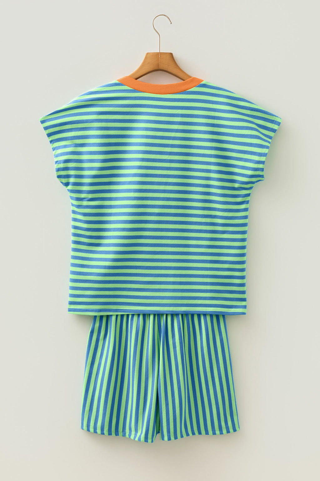 Stripe Colorblock V-Neck Tee & Drawstring Short Set