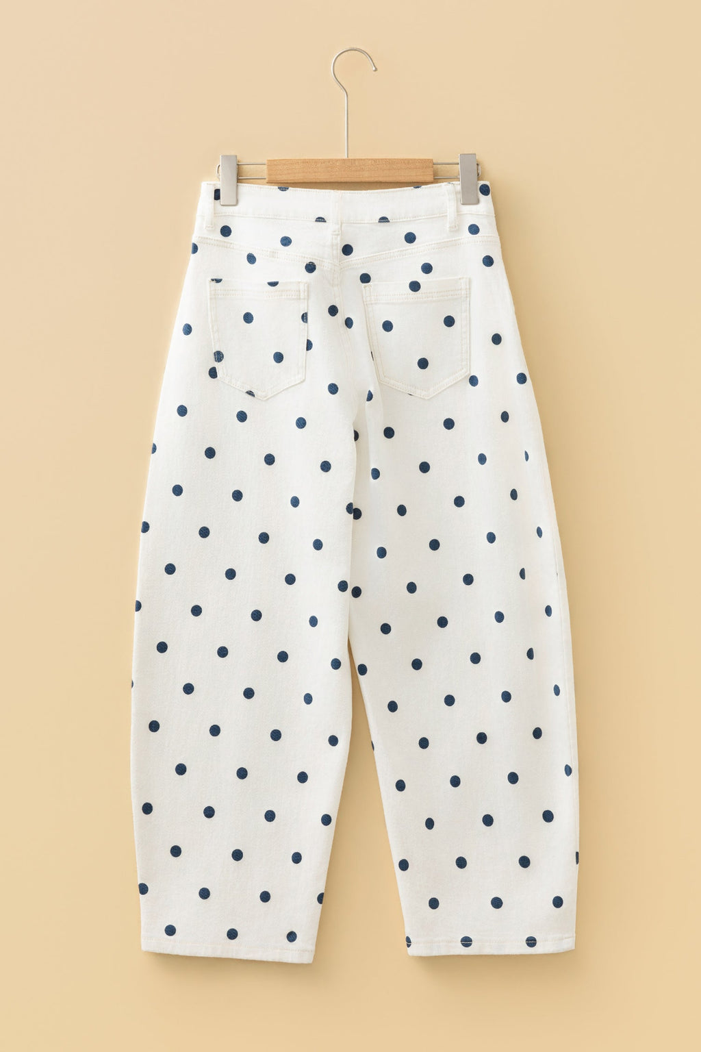 Polka Dot Tailored Seam Ankle Length Jeans