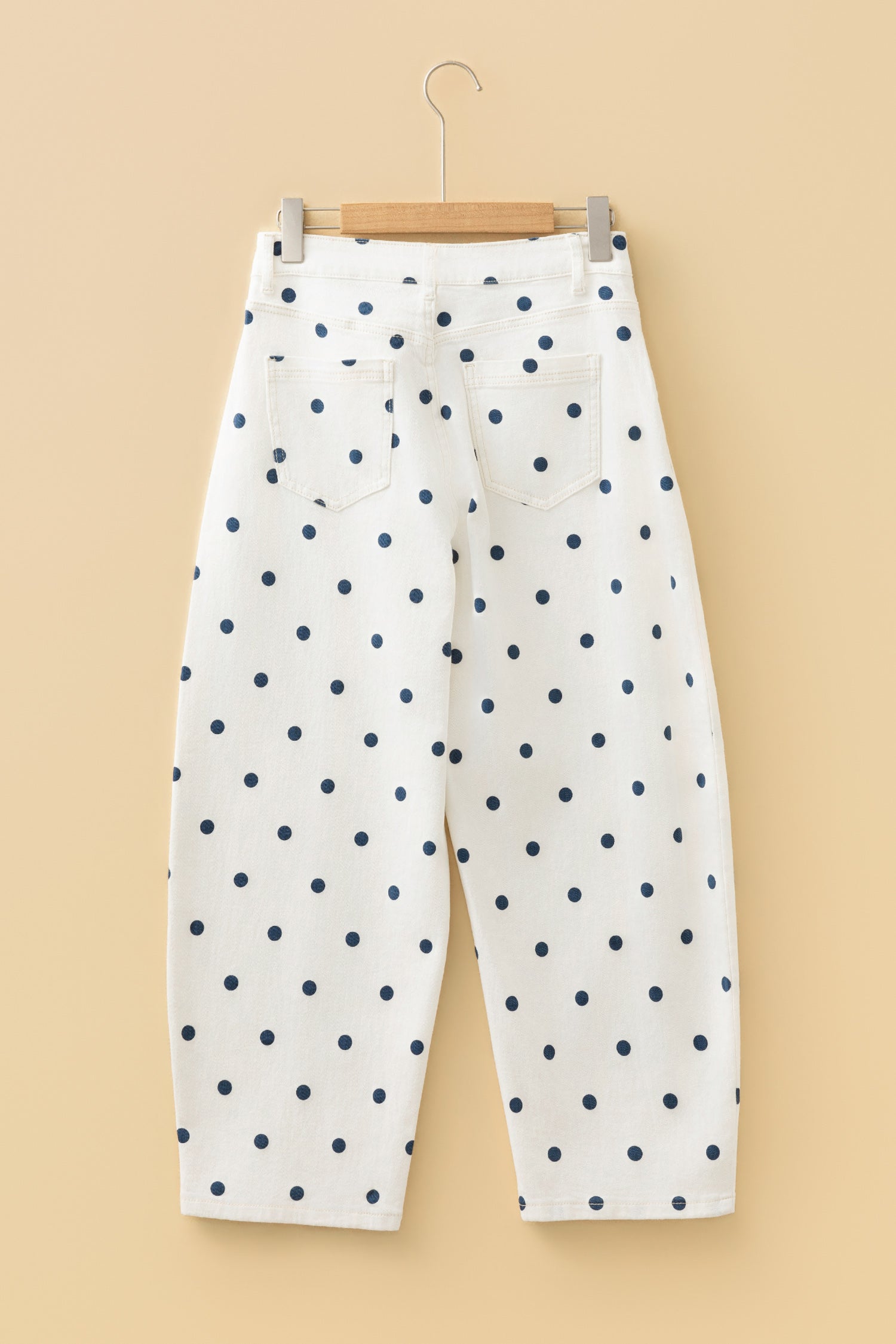 Polka Dot Tailored Seam Ankle Length Jeans