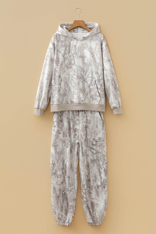 Camo Drop Shoulder Hoodie & Sweatpants Set