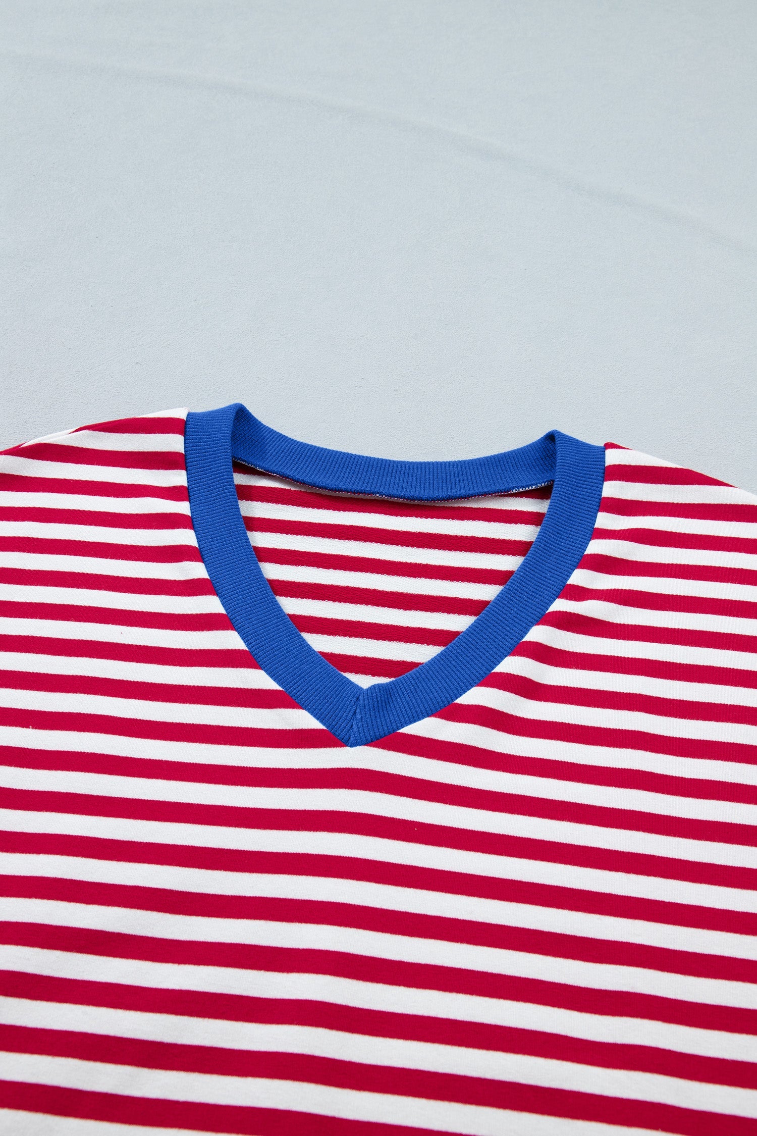Stripe Colorblock V-Neck Tee & Drawstring Short Set
