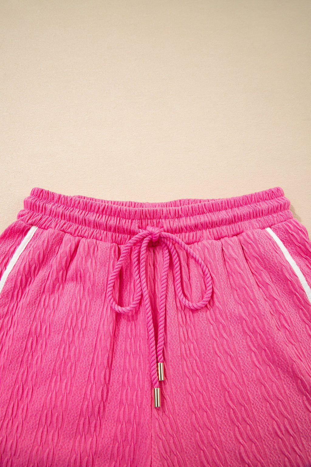 Colorblock Textured Tee & Drawstring Shorts Set