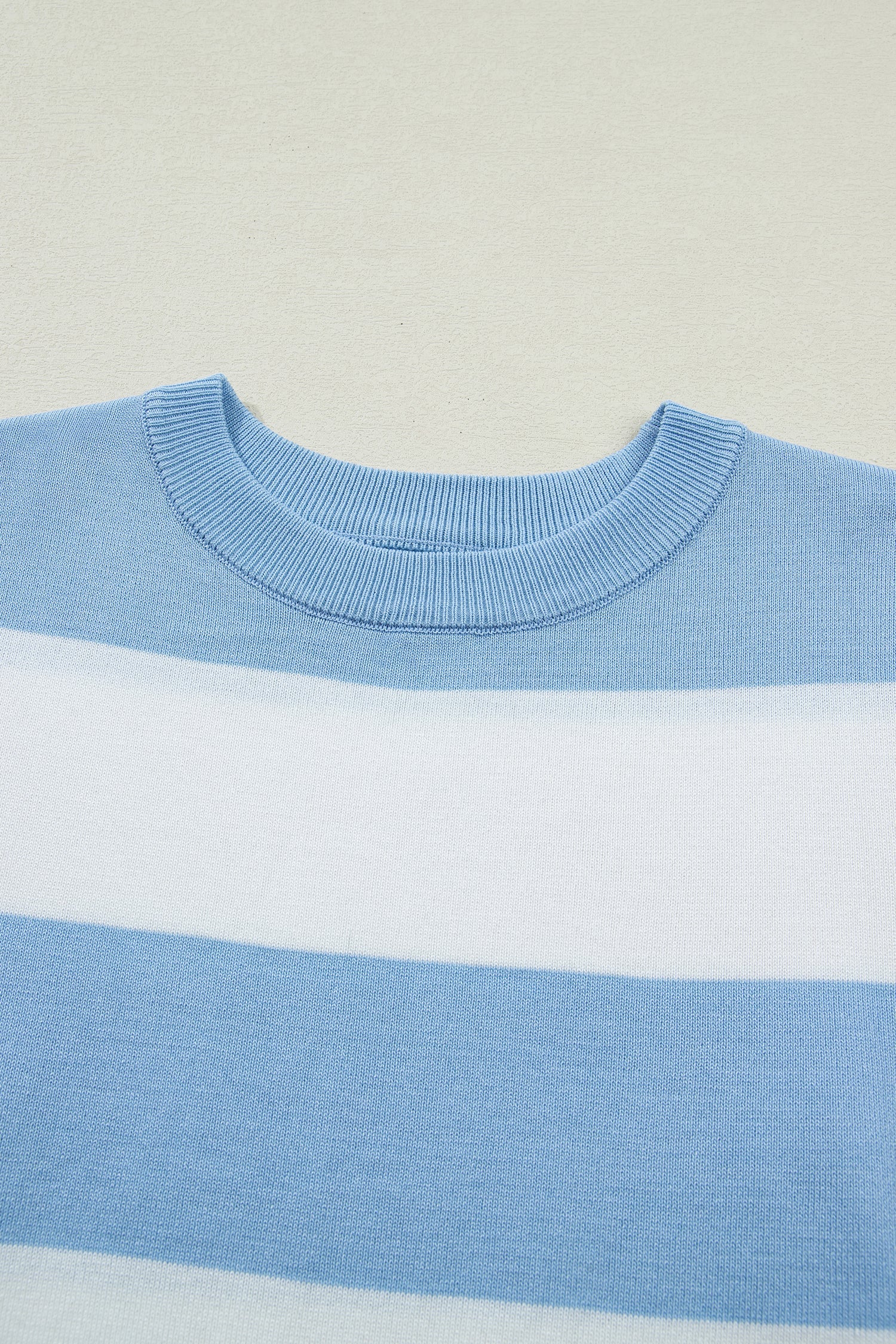 Stripe Colorblock Knitted Short Sleeve T-Shirt