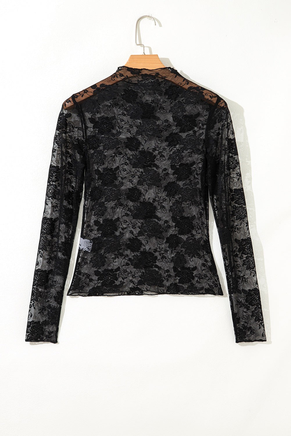 Plus Size Floral Mesh Long Sleeve Top