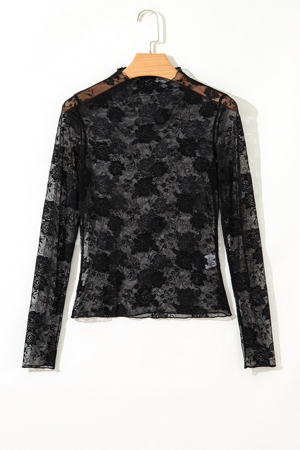 Plus Size Floral Mesh Long Sleeve Top