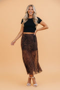 Leopard Mesh Sheer Maxi Skirt