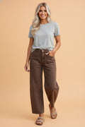 Solid Denim Patch Pocket Barrel Leg Jeans