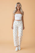 Polka Dot Tailored Seam Ankle Length Jeans