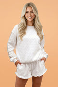 Polka Dot Side Stripe Detail Sweatshirt & Shorts Set