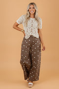 Polka Dot Denim Tailored Seam Barrel Leg Jeans