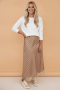 Polka Dot Lace Hem Midi Skirt