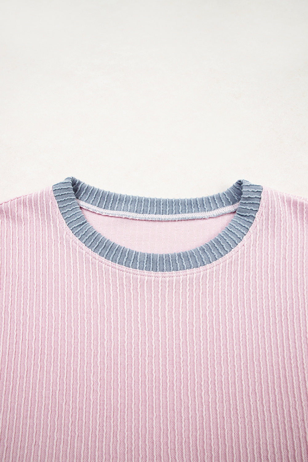 Colorblock Corded Knit Boxy Top & Shorts Set