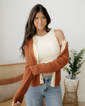Ember Contrast Color V Neckline Knit Cardigan