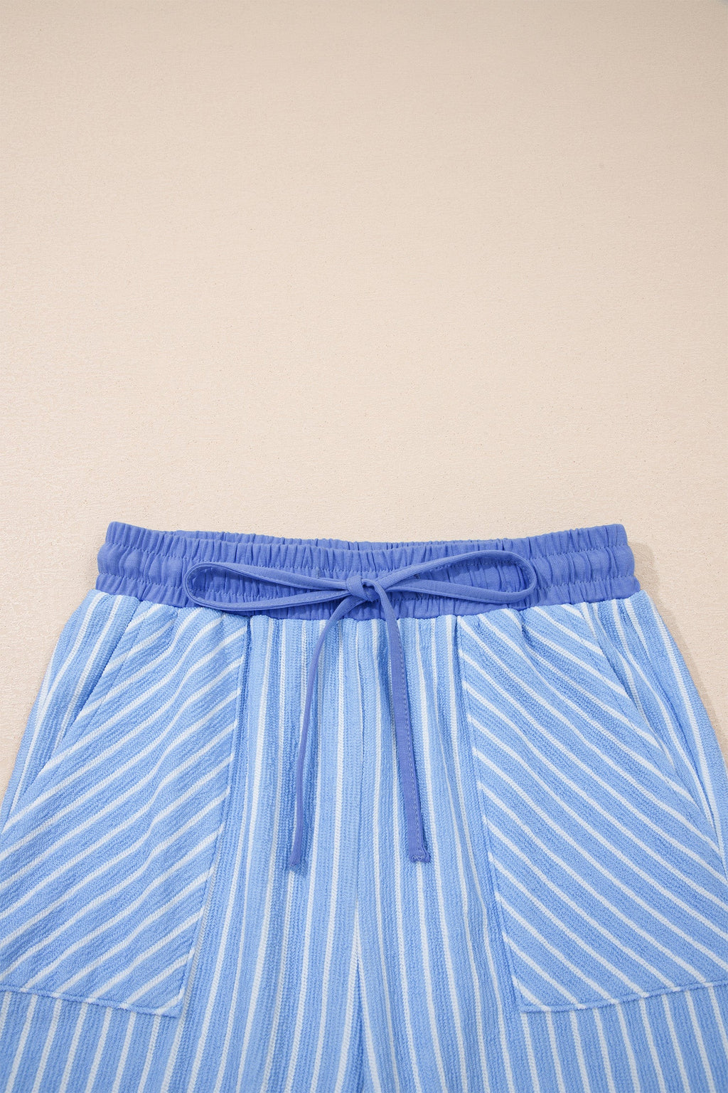 Stripe Crew Neck Tee & Drawstring Pants Set