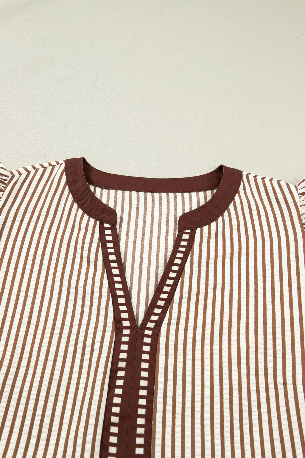 Plus Size Stripe Flutter Sleeve V-Neck Maxi Dress