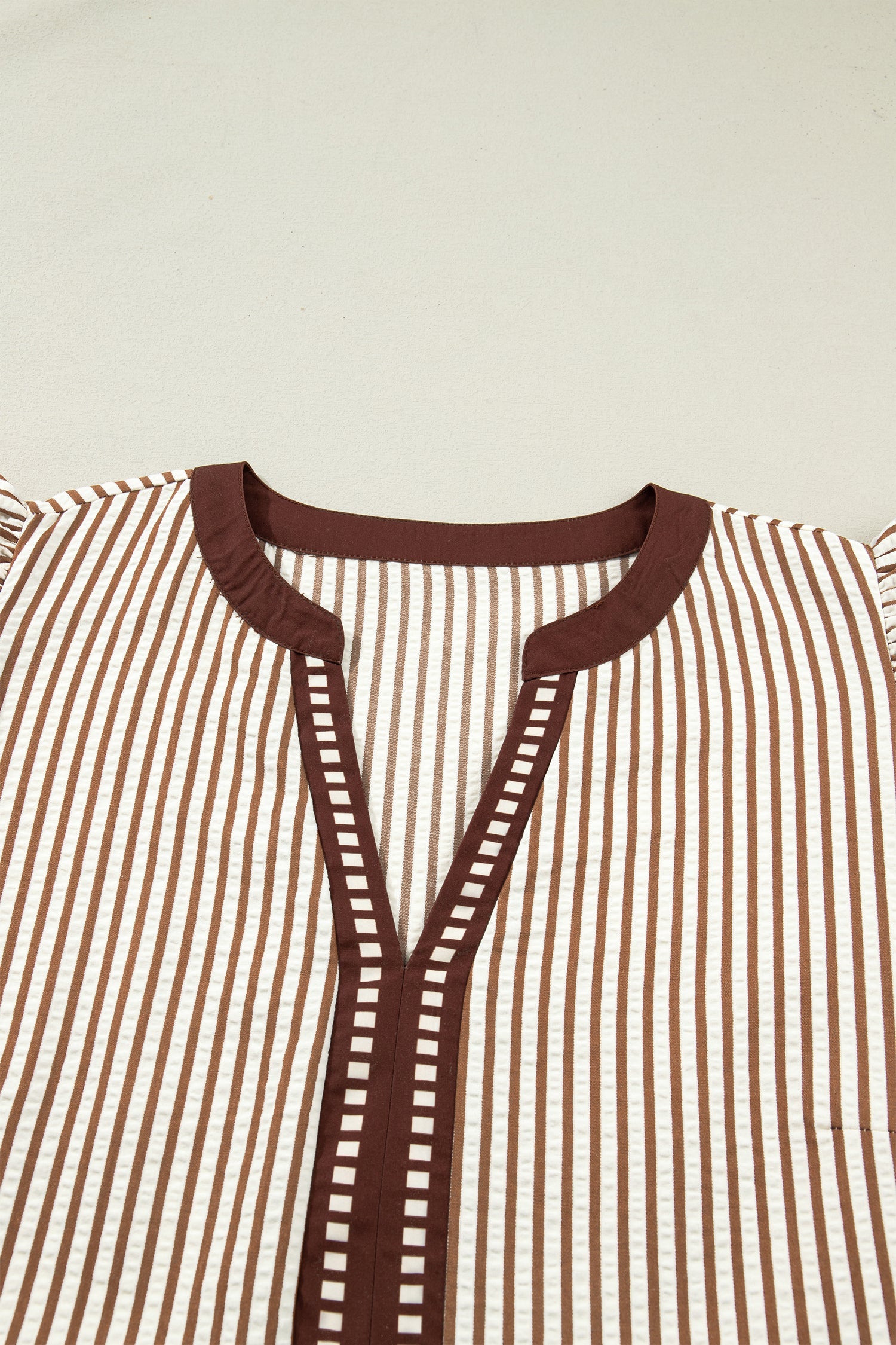 Plus Size Stripe Flutter Sleeve V-Neck Maxi Dress