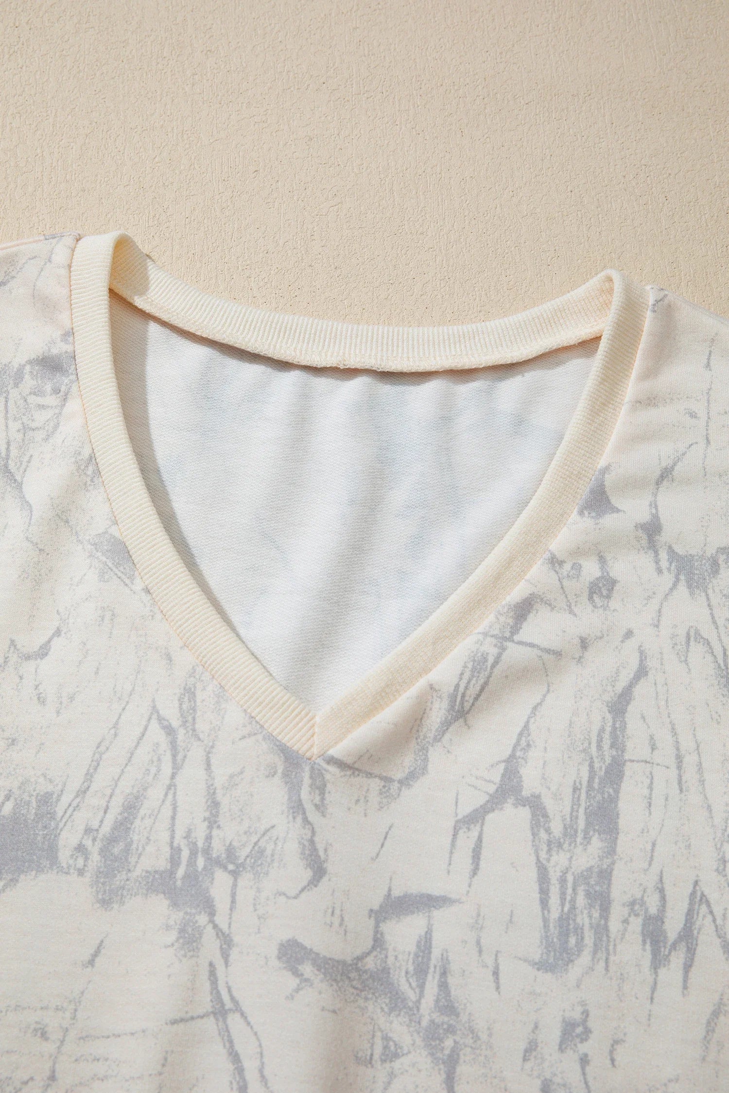 Camo V-Neck Loose Tee & Drawstring Shorts Set