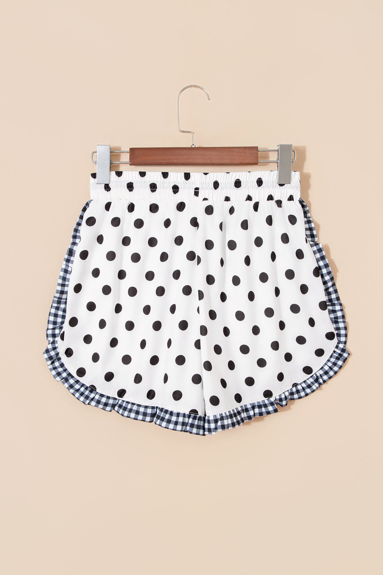 Polka Dot & Leopard Contrast Ruffle Trim Shorts