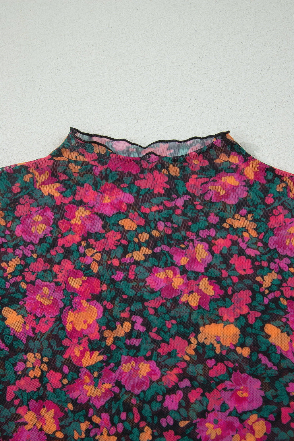 Plus Size Floral Mesh Short Sleeve Top