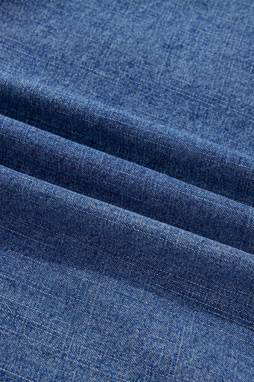 Denim Chest Pocket 3/4 Sleeve Loose Buttoned Shirt