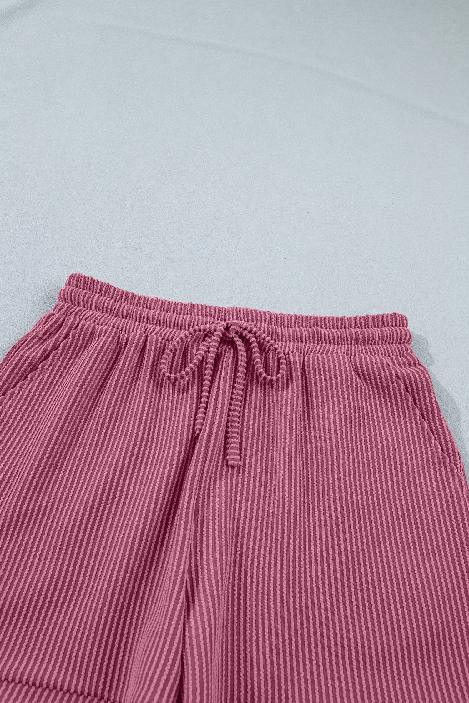 Solid Corded Knit Tee & Drawstring Short Set