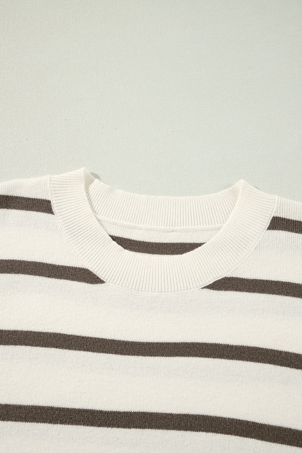 Stripe Side Slit Short Sleeve Sweater Tee