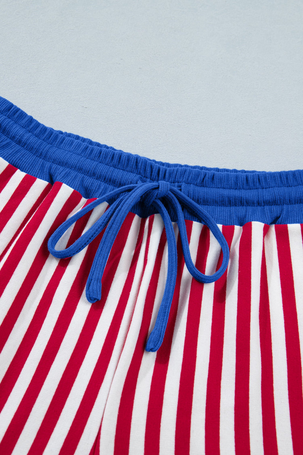 Stripe Colorblock V-Neck Tee & Drawstring Short Set