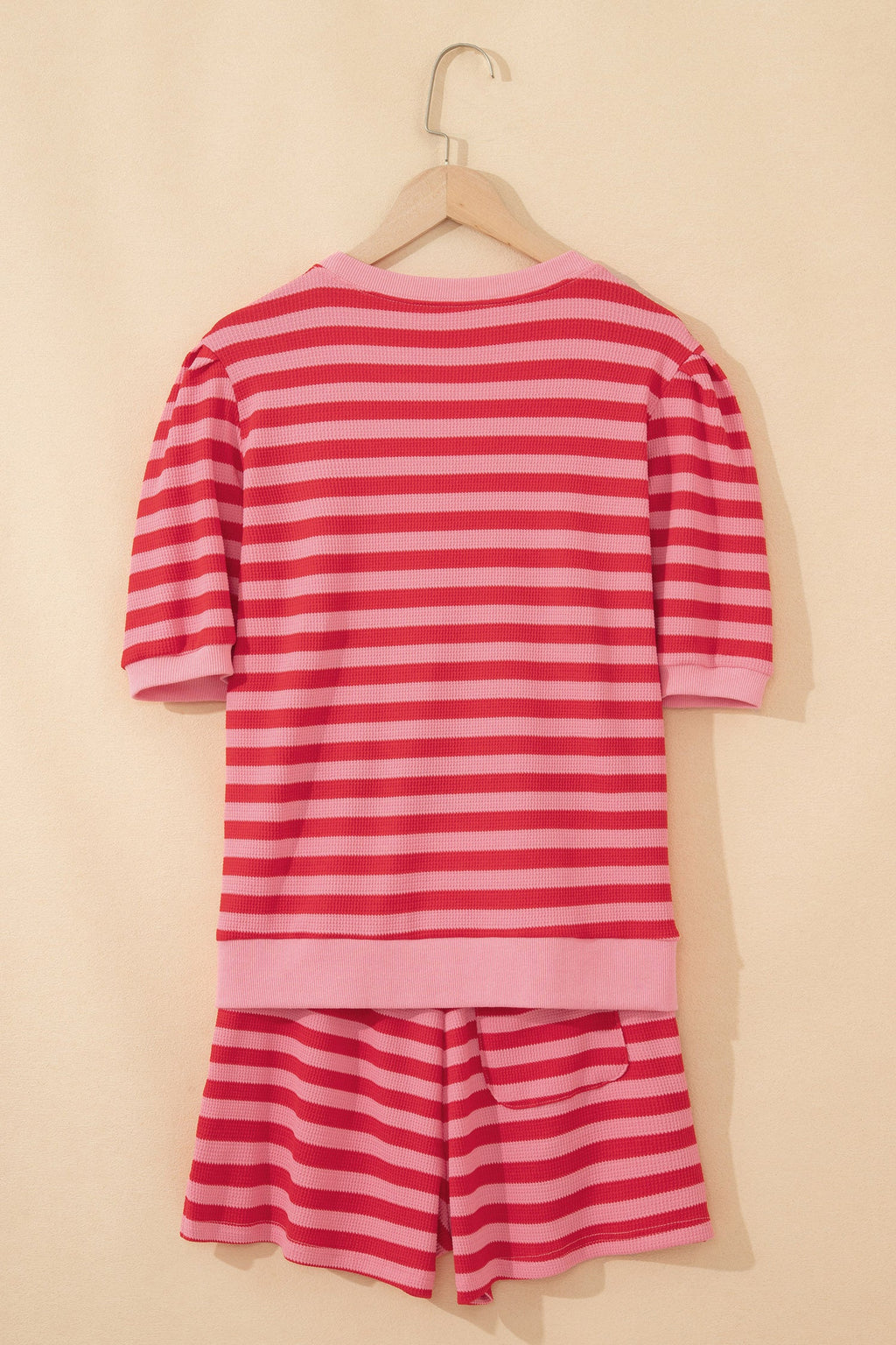 Stripe Puff Sleeve T-Shirt & Drawstring Shorts Set