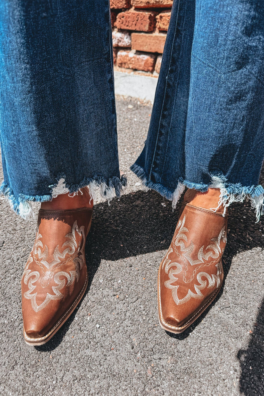 Denim High Waist Frayed Hem Flare Jeans
