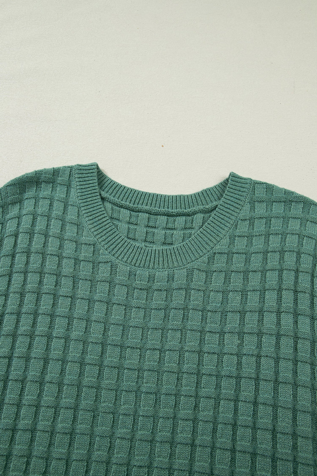 Plus Size Solid Textured Knit Short Sleeve Top
