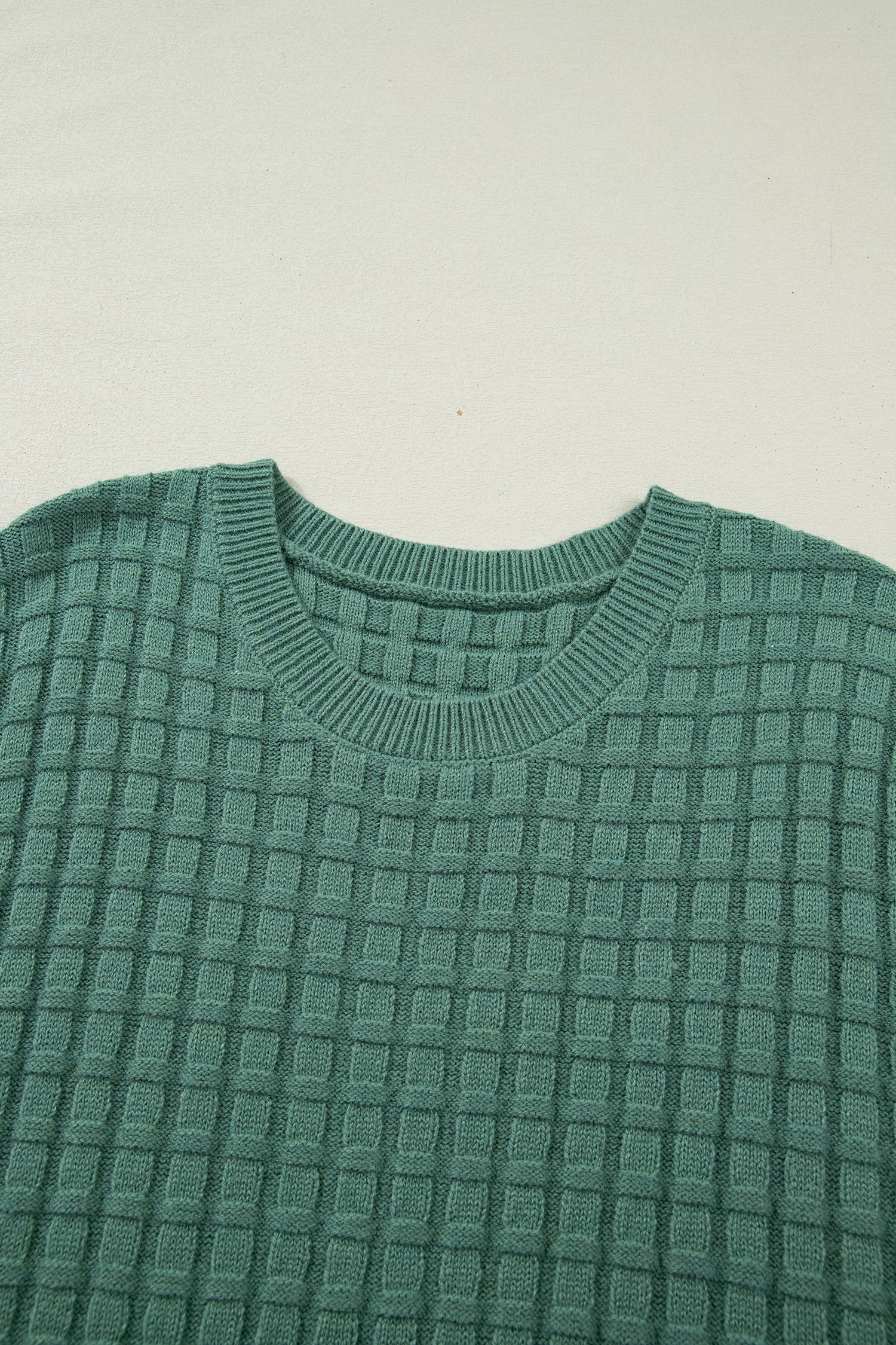 Plus Size Solid Textured Knit Short Sleeve Top