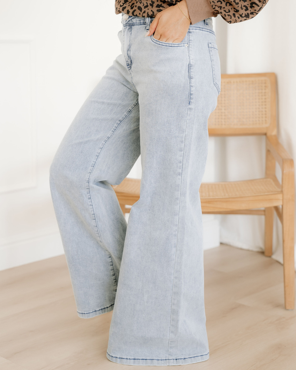 Naia Button Zip High Waist Flared Hem Jeans