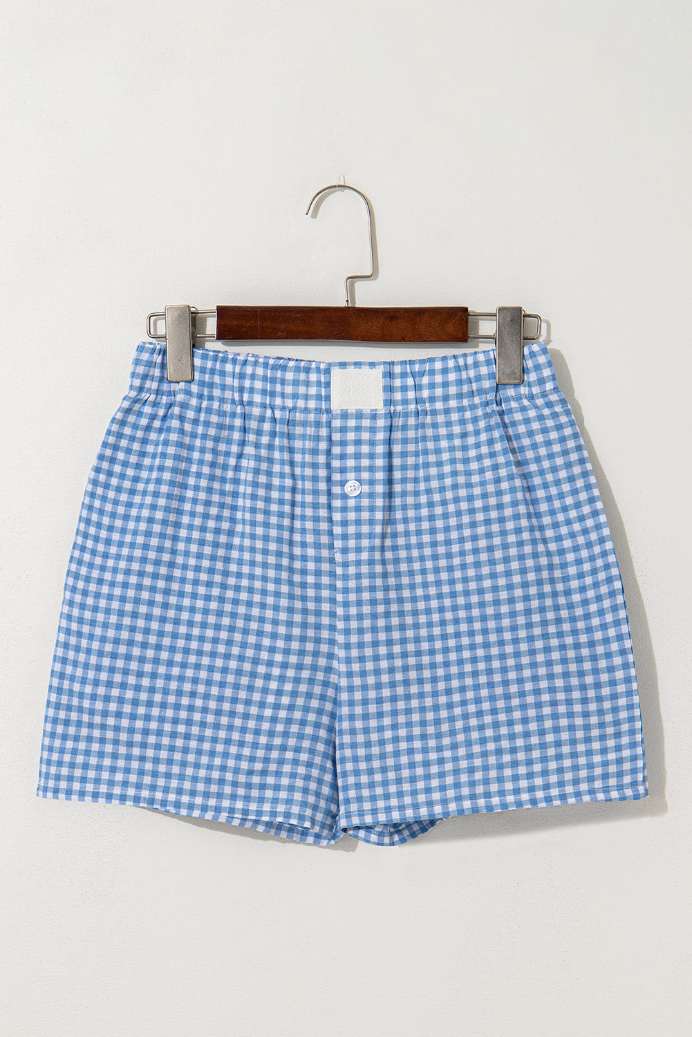 Gingham Plaid High Elastic Waist Shorts