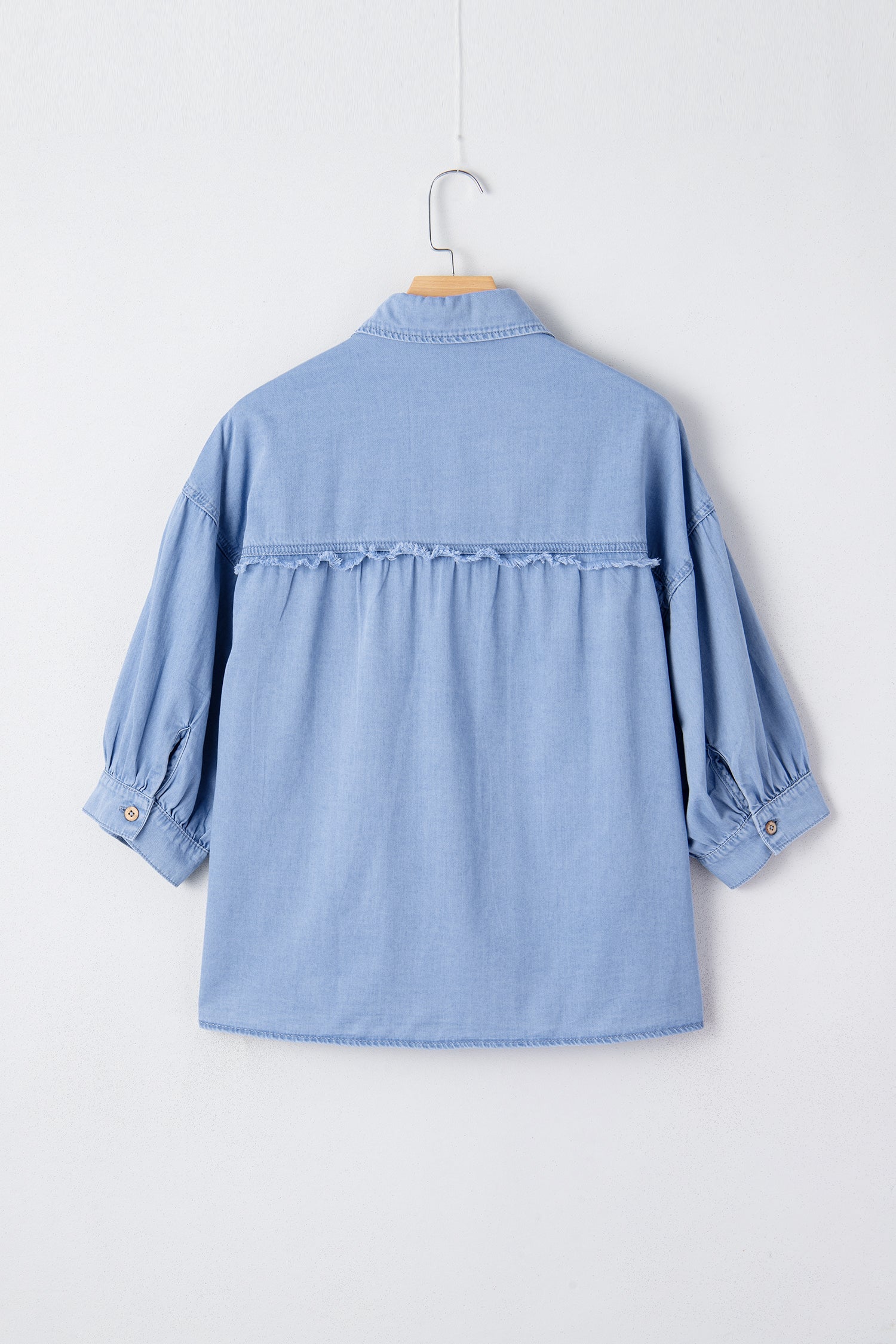Blake Washed Drop Shoulder Bracelet Sleeve Chambray Shirt