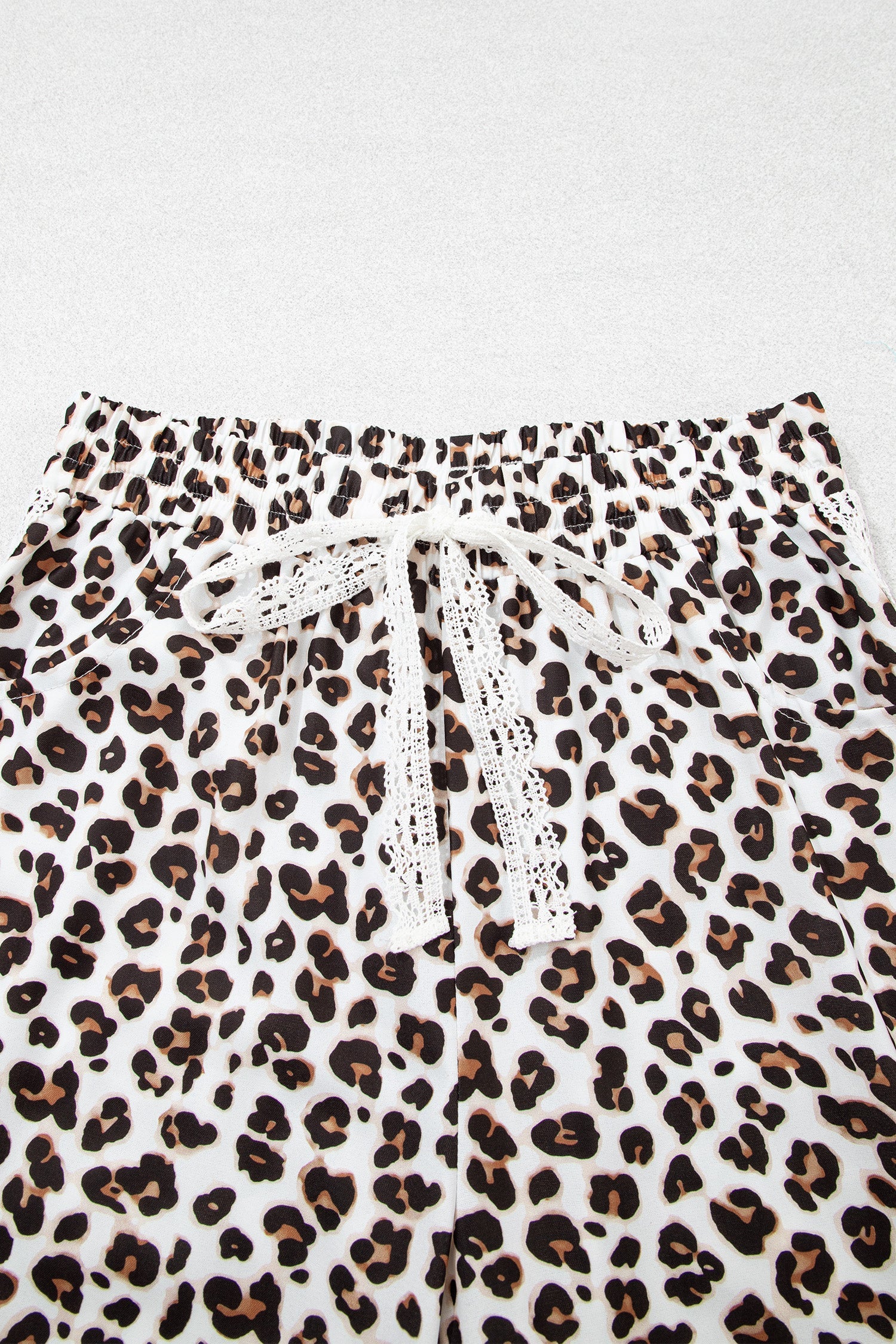 Leopard Lace Side Stripe Elastic Waist Jogger Pants
