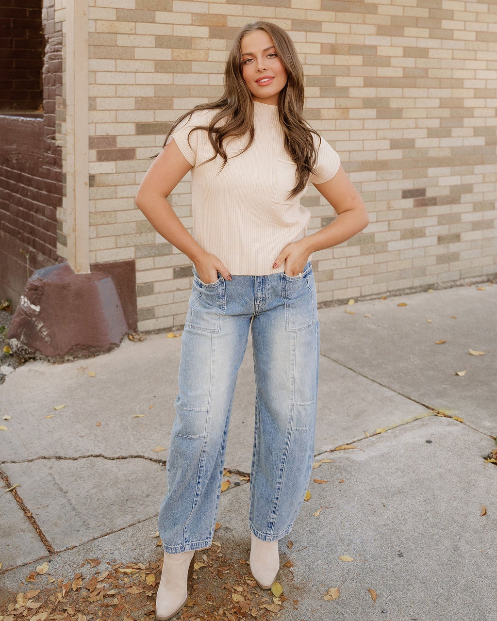 Ayla Short Sleeve Sweater - Oatmeal
